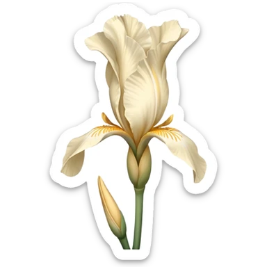 single Cream Iris, straight stem sticker