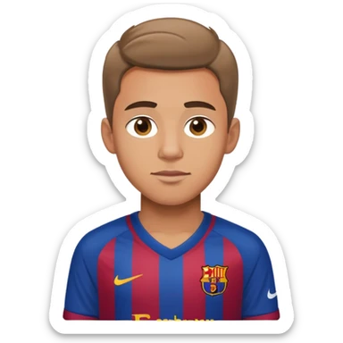 Handsome slightly tan boy wearing a barça jersey sticker