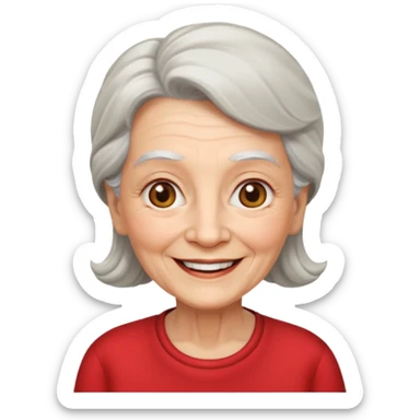 elderly woman with red shirt sticker