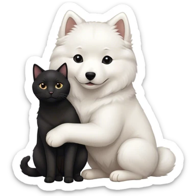 samoyed hug black british cat sticker