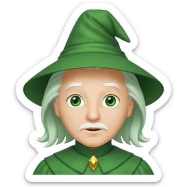 The Wizard from the Wizard of Oz with white hair, green eyes, green outfit sticker