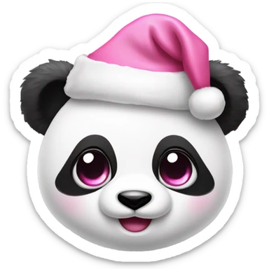Cute baby panda with googly eyes with a fluffy pink Santa hat on    sticker