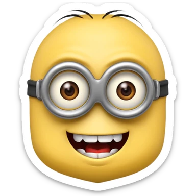 evil minion emoji, close up, mischievous look sticker