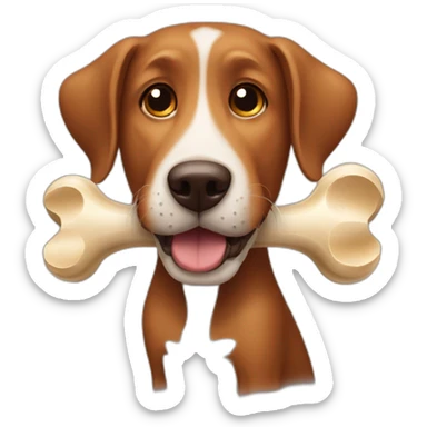 brown dog with a bone sticker