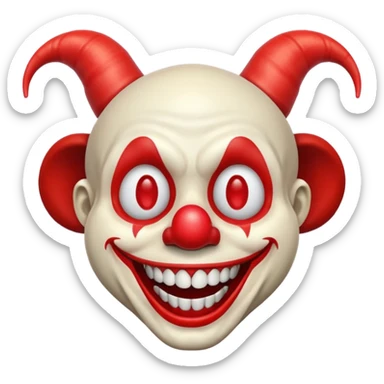clown skull with large curved horns emoji style sticker