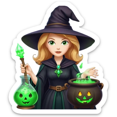 Nicole Kidman making green glowing potion in witch costume sticker