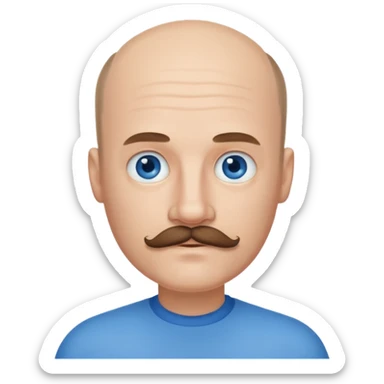 White man mustache balding sticker
