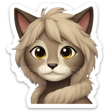 Anthro Shy Cute Cool Edgy Pretty Dark Brown Furry Feline Animal Anthro Sona sticker