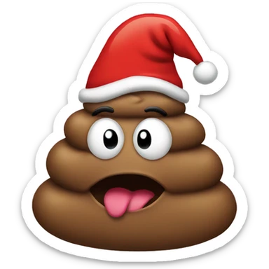 poop with christmas hat  sticker