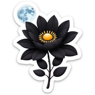 black blossom with black moon sticker