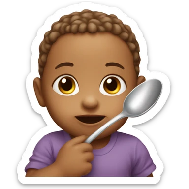 A cute baby carries a spoon sticker