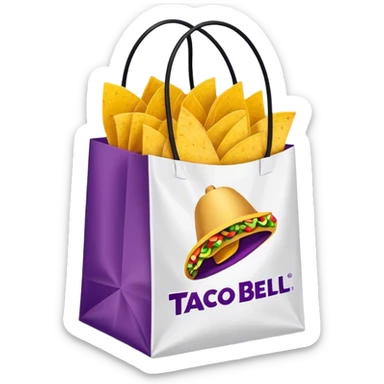 taco bell fast food bag with logo sticker