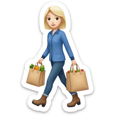 Una donna con gli stivaletti che va a fare la spesa sticker