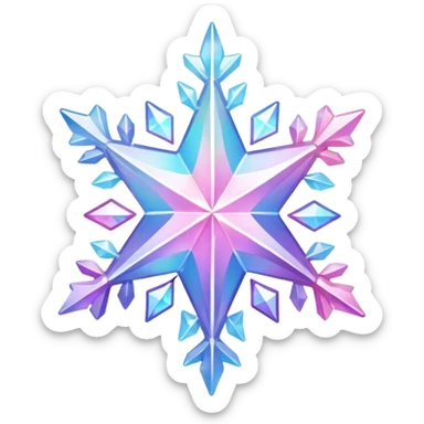 Gradient iridescent Pastel rainbow Pink violet blue white crystal star snowflake  sticker