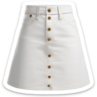 Realistic A-line high waisted white denim skirt, isolated sticker