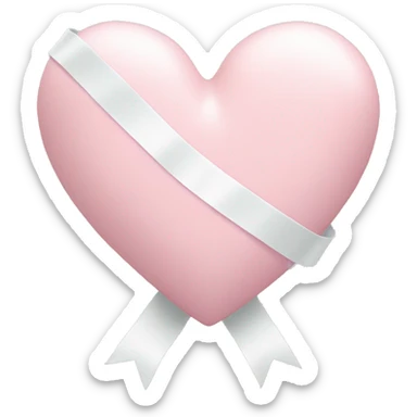 Pastel pink heart with white ribbon sticker