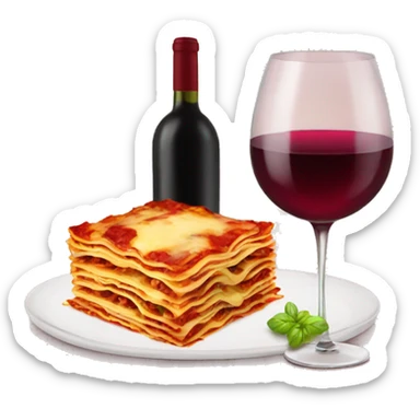 Lasagna and wine sticker