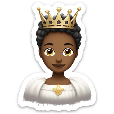 Reina de pelo lacio negro Y piel blanca, con corona y alas  sticker