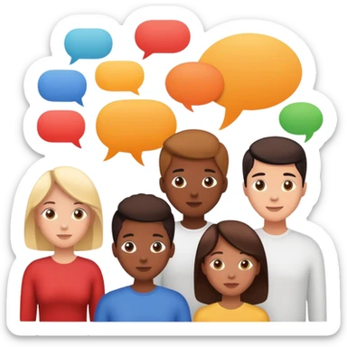 people connected in a group chat with multiple speech bubbles sticker