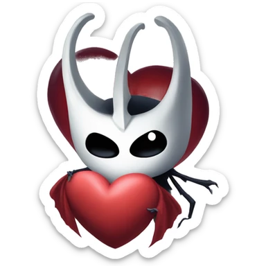 little hollow knight with big red heart sticker