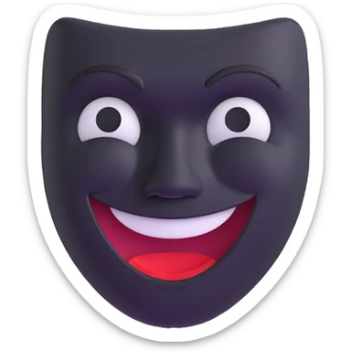 two masks side by side - comedy mask with wide happy smile, tragedy mask with deep sad frown sticker