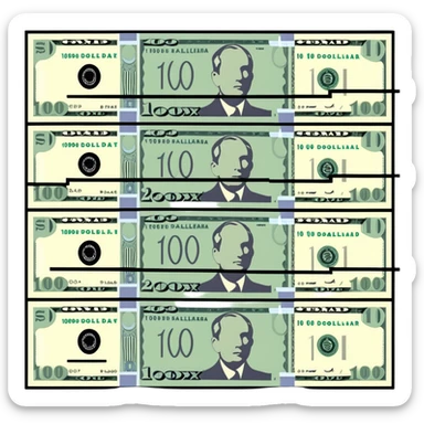 three 100 dollar bills sticker