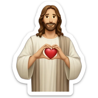 Jesus making heart with hands sticker