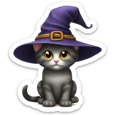 kitten in a witches hat  sticker