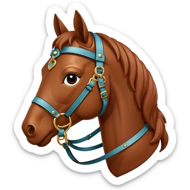 Hermès-style horse head with detailed harness, cute sticker