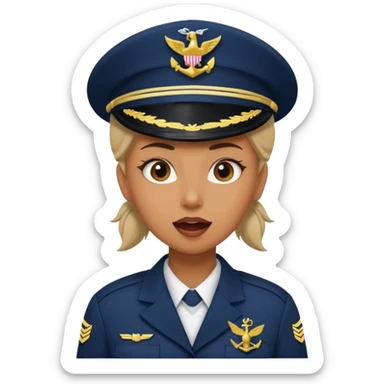 Female navy soldier, crazy face. sticker