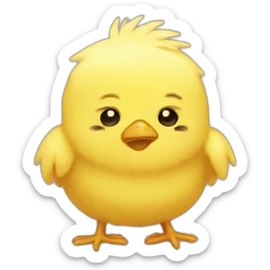 yellow fluffy chick crying, sad sticker