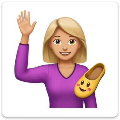 a mom with an arm raised, slipper in hand, about to throw, emoji style sticker