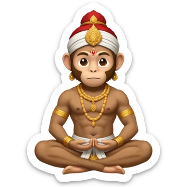 Hanuman ji monkey face hunk build body having mukut and dhoti and should be seated in pease to pray Ramji sticker