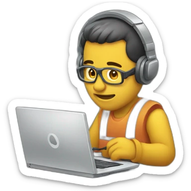 trabajando con computadora sticker