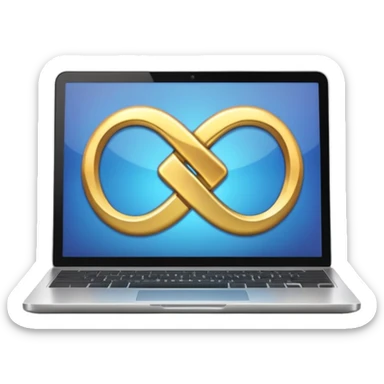 an infinity sign and a laptop with video sticker