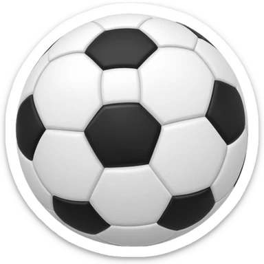 512x512 Apple-style emoji of a normal, perfectly round soccer ball with classic black and white panels. The ball is slightly in motion with a very subtle wind effect: a small, soft curved wind trail on the side, minimal and light, inspired by the wind emoji.  sticker