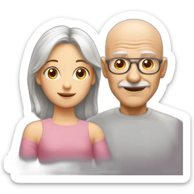 bald old man with a girl on the side sticker
