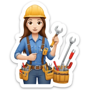 beautiful girl with long brown hair renovating her apartment sticker