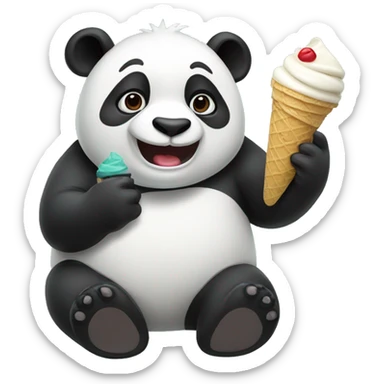Panda eating ice cream sticker