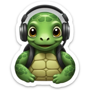 Turtle with headphones style urban and black community  sticker