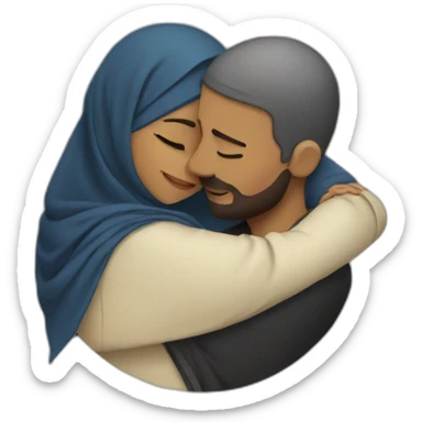 Hijab women and man hug sticker