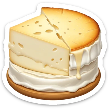 cinematic-realistic-brie-cheese-emoji,-featuring-a-creamy gooey center,-soft-ripened-cheese-with-a-delicate white rind-rendered-with-lifelike-detail-and-inviting,-natural-lightingwith a slide showing the gooey center sticker