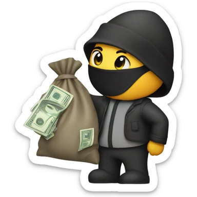 robber with bag of cash sticker