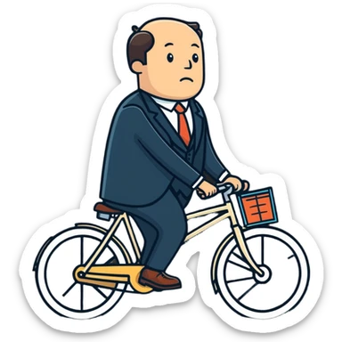 A man on a bike in an office  sticker