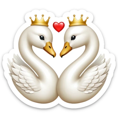 a white heart trimmed with pearls and about two golden swans in love sticker