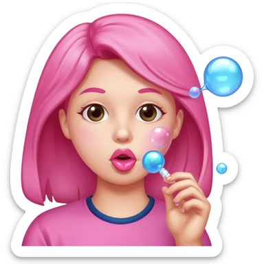 a person who blows gum bubble sticker