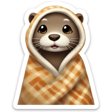 otter cozy in blanket sticker