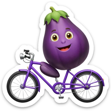 a eggplant riding a bike  sticker