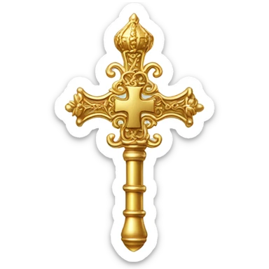 Ornate Gold Catholic Bishop's Crosier sticker