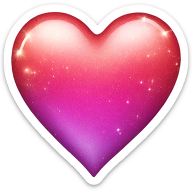 Glossy ombré  heart with sparkles sticker